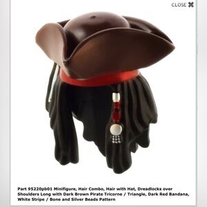 (25) New LEGO Jack Sparrow POTC Minifigure Hair/Hat Headpiece Sealed LOT